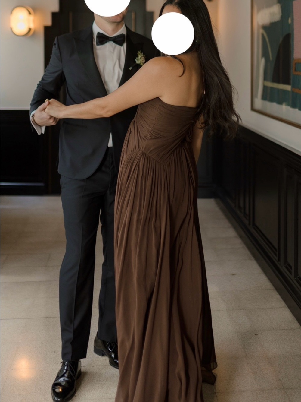 Cult Gaia - RITZ GOWN - Brown Ruched Chiffon Evening Dress - Women's Formal Gown - Picture 3 of 9